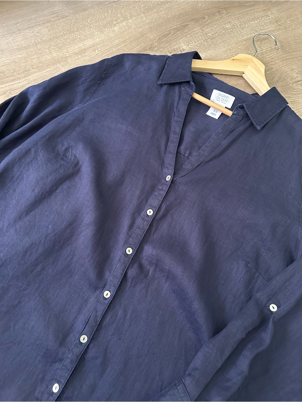 Sigrid Olsen Linen Midnight Blue Shirt